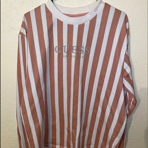 GUESS Pink+White Striped Tee